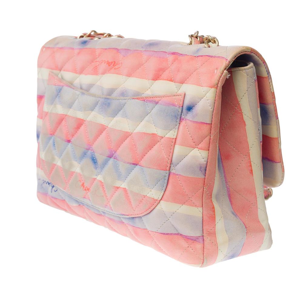 CHANEL Rare Timeless Jumbo Flap Bag Watercolor Print quilted lambskin, MGHW - Picture 6 of 12
